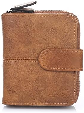 STANCHION Small Clutch Hasp Zipper Around Wallets For Women Leather (Brown)