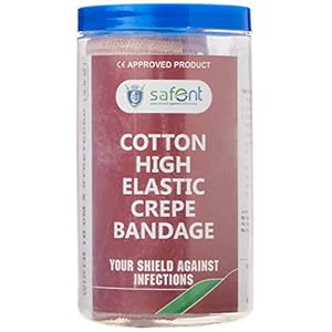 safent SAFE0059-SET-6 Cotton High Elastic Bandage – 4 Inch – (10Cm*4.5M) (Set of 6) (Beige)