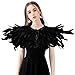 Homelix Gothic Black Natural Feather Cape Shawl with Choker Collar