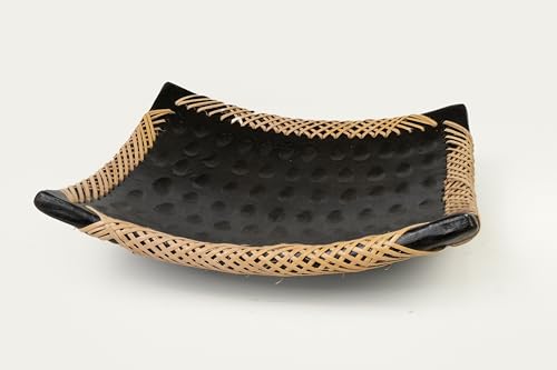 CENTRO CERAMICA NEGRO/RATTAN
