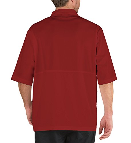 Chef Code Cool Breeze Chef Coat with Short-Sleeves and Mesh Vent Inlay CC105 (L, Red)