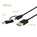 USB to Micro USB+USB C Cable 4ft/1.2m, IKITS USB Type C & Micro-USB 2-in-1 Connector Cable Durable 3A High-Speed Charge Data Transfer Cable for iMac,MacBook,Switch, Samsung S10+/S9/S7, 4K TV Sticks