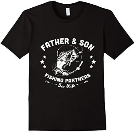 Mens Father's Day Shirt Father And Son Fishing Partners For Life Large Black