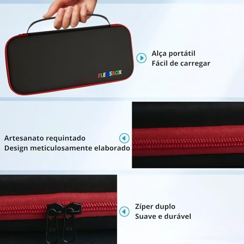 Case para Nintendo Switch 2, Bolsa de Transporte e Proteção FLENSBOX - Capa Antichoque Com Alça Portátil Resistente a Água Espaço Para 12 Jogos e Acessórios