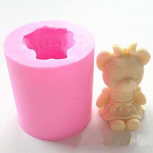 Dhana Bhogya Cute Bear Boy Girl Silicone Soap Mold Fondant Cake Decorating Tools Sugarcraft Cake Chocolate Mold Gum Paste Candle Moulds (Girl)