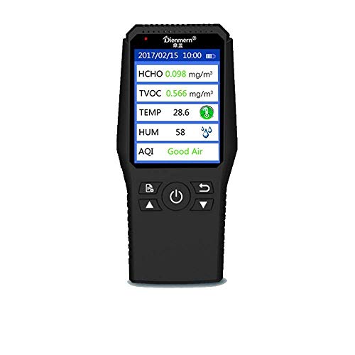 Umootek Indoor Air Quality Detector Accurate Testing Formaldehyde PM2.5/PM10 Monitor Laser Smog Table Meter TVOC Tester Temperature and humidity detector (black)