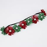 Lux Accessories Xmas Holiday Christmas Headband - Green Red Floral Crown