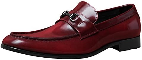 iTailor Men's Handmade Shoes : Maroon Burnished Horsebit LoafersUS 10