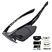 Sireck Sports Sunglasses + 5 Lenses - Polarized - Adult Unisex - UV Protection - Golf, Hiking, Fishing, Cycling - Black - Gray
