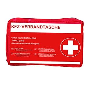 HP-autoaccessoires 10039 KFZ – verbandtas in rood – minimale houdbaarheid min. 4 jaar