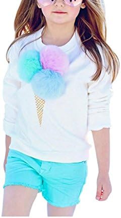 sunnymi for 1-6 Years Old Kids 2Pcs Fashion Cute Newborn Infant Toddler Baby Girls Ice Cream Pullover Sweatshirt Tops+Shorts Pants Outfits Clothes Set