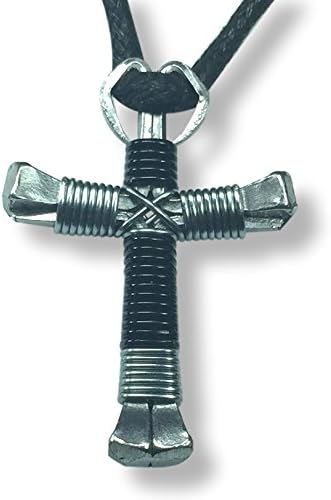 Horseshoe CrossesSport - Black & Grey Horseshoe Nail Cross Necklace