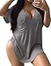 ALLEGRACE Womens Casual Scoop Collar Plus Size T Shirts Summer Tops Tee Grey New 2XL