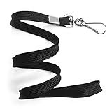 JORUIBLUSKY 5 Pcs Black Flat Lanyards for ID Badge