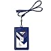 Indressme 2-Sided Vertical Genuine Leather ID Badge Holder with Lanyard