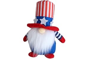 LKQBBSZ 4th of July Faceless Gnome Decorations,Gnomes Uncle Sam Tomte for American Independence Day Gift Handmade Scandinavian Elf Dwarf Home Household Ornaments Kitchen Tiered Tray Decorations (Red)
