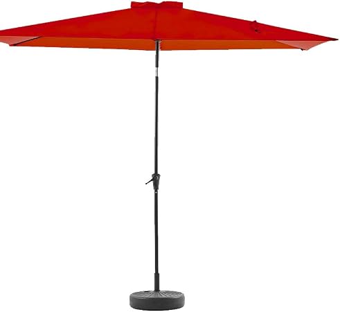 Amazon Com Wikiwiki Rectangular Patio Umbrella Outdoor Market Table Umbrella With Push Button Tilt And Crank 6 6 By 9 8 Ft Brick Red Garden Outdoor