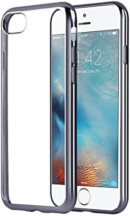 iPhone 7 Case - Black - Stylish and Slim Fit - Crystal Clear Soft TPU Flexible Back Cover with Electroplating Frame - 4.7 inches