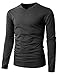 H2H Mens V-Neck Long Sleeve Light Weight T-Shirts - Slim Fit Basic CHARCOAL US L/Asia XL (KMTTL0374)