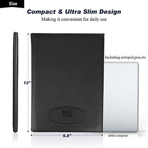 Leather Portfolio Folder Padfolio for Business School Office Conference Presentation Interview, Leather Resume Padfolio Folder Organizer for Men Women with Notepad and Pen - Thumbnail 6