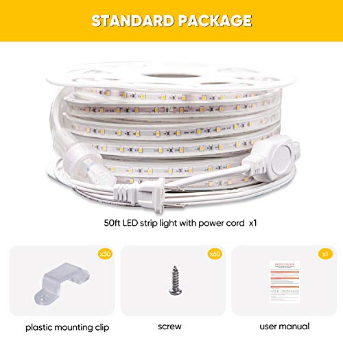 Shine Decor 50FT LED Strip Lights 6500K Cool White ColdResistant