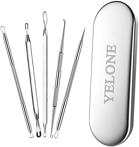YELONE TM Blackhead Remover Pimple Comedone Extractor Tool Best Acne Removal Kit - Treatment for Blemish, Whitehead Popping, Zit Removing for Risk Free Nose Face Skin with Metal Case