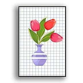 Framed Canvas Wall Art Beautiful Flowers in Grid Giclee Print Gallery Wrap Modern Home Prints Ready to Hang - 16x24 inches