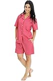 Del Rossa Women's Short Sleeve 100% Cotton Pajama Set with Pj Shorts