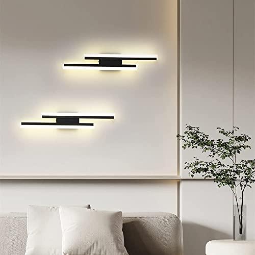 Riserva Wall Light LED Indoor Modern 16 W Warm White 3000 K Black | Wall lamp creative long parallel for living room, corridor, stairs, 40 cm