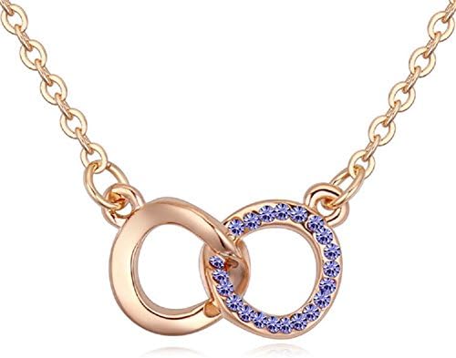 Sharefashion Never Separated Double Circle Splicing Pendant Necklace (SF-1-1470Tanzanite)