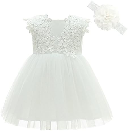 Greatop Baby Girls Dress Christening Baptism Party Formal Dress(White(Style 2),6M/6-12Month)