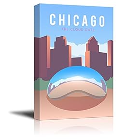 Canvas Wall Art - Chicago Travel Illustration Canvas Art - Giclee Print Gallery Wrap Modern Home Art Ready to Hang - 12x18 inches
