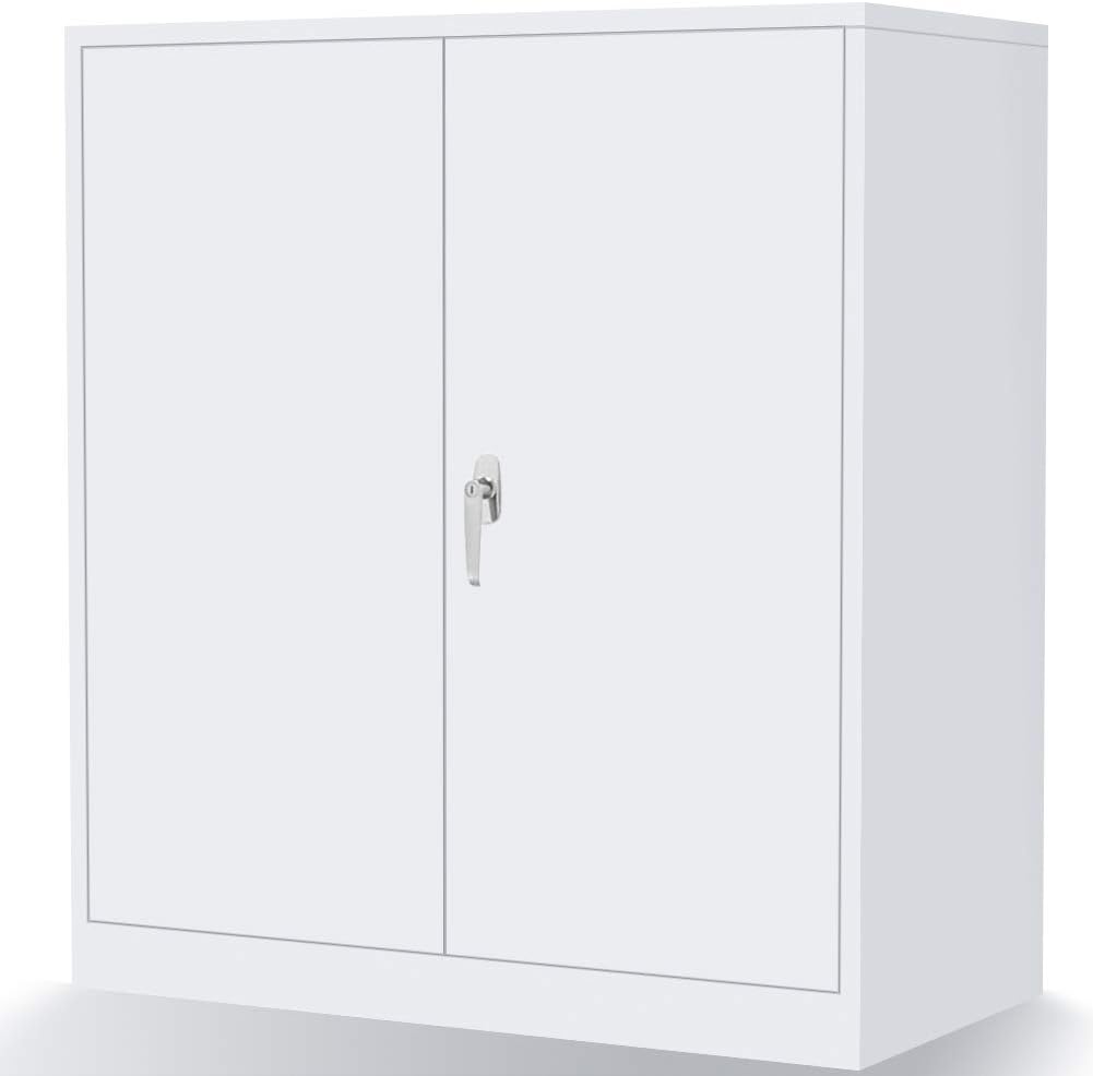 INTERGREAT White Metal Storage with Doors, Locking