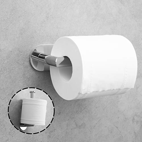 Polarduck Self Adhesive Toilet Paper Holder Chrome, 3M Toilet Paper Holder, SUS 304 Stainless Steel, Toilet Paper Roll Holder No Drilling for Bathroom & Kitchen (Silver)