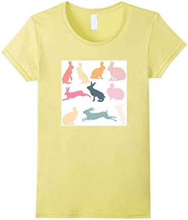 Womens Colorful Rabbits T-Shirt Large Lemon