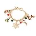 ELEARD Xmas Bracelet Snowflake Pedants Beads Charms Adjustable Bangle Bracelet Gold