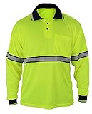 Two Tone Polyester Polo Shirt with Reflective Stripes Yellow