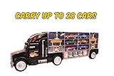 Long Carrier Truck Toy Car Transporter Includes 6 Metal Cars & 28 Slots