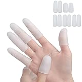 Sumifun Silicone Finger Cots- Gel Finger Protector Support for Arthritis Basketball Mallet Finger Trigger (1 Pairs Short+ 4 Pairs Long, White)