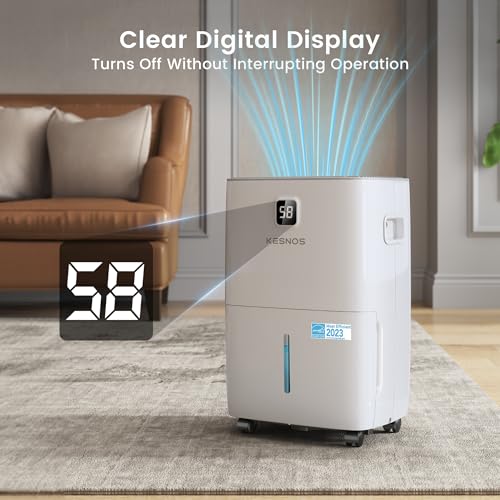 Kesnos 150 Pints Energy Star Dehumidifier for Home & Basement with Drain Hose, Front LED Display and 2.12 Gal Water Tank, Ideal for Spaces up to 7,500 Sq. Ft., Featuring Auto Defrost & Timer Function