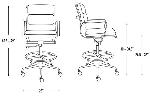Laura Davidson Furniture SOHO II Padded Drafting Chair for Standing Desks, Standing Desk Chair - Ergonomically Designed, Commercial Grade Draft Height, Arm Rest & Cushion, Made of Faux Leather, Black
