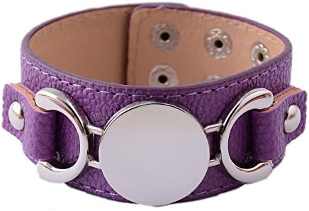 Rainbery PU Leather Cuff Bracelet for Monogram (Purple Silver)