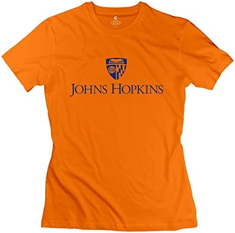 Women's Johns Hopkins University Logo Short Sleeve 100% Cotton Tee Size L Orange