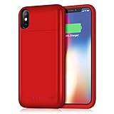 iPhone X Battery Case 5200mAh, Gixvdcu Ultra Slim Portable Charging Case for iPhone X 10 (5.8 Inch) 4 LED Indication Extended Juice Pack Protective Cover - Red