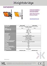 Knightsbridge Outdoor Infrared Heater 1300W Black with Mesh Grille view 8