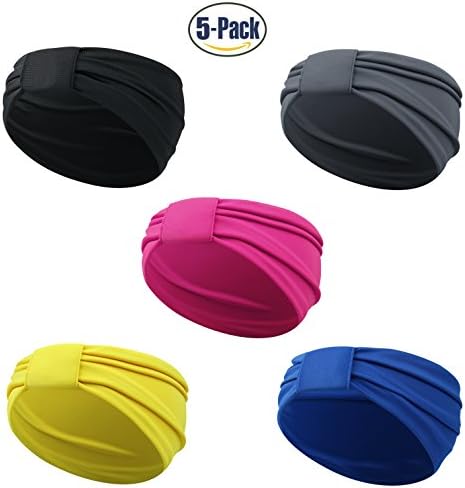 DASUTA Set of 5 Women's Yoga Sport Wide Headband for Elastic Style Multi-Purpose