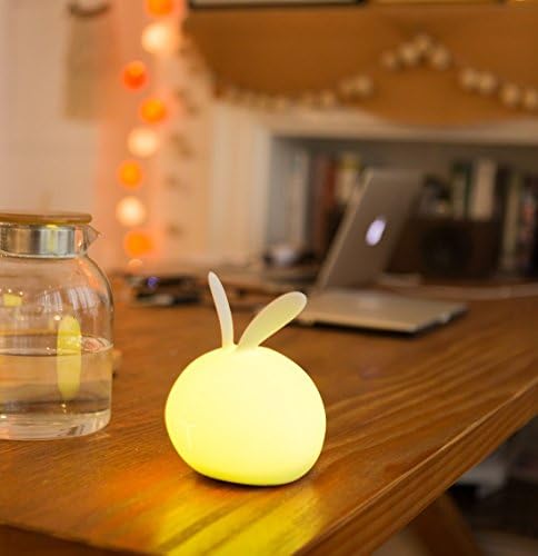 LED Night Light Lamp with 7 Colors, XUEJET Soft Silicone Cute Rabbit Bunny Lamp USB Chargeable for Baby Children Home Bedroom
