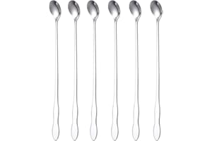 10-inch Long Handle Stirring Spoon, Ice Tea Coffee Spoon, Stainless Steel Iced Teaspoon Cocktail Mixing Spoons - Set of 6