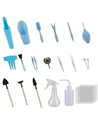 MEWTOGO 20 piezas de herramientas de plantas suculentas, mini herramientas de mano de jardín, micro plantas transplantación, mini juego de herramientas de jardinería de plantación para interior en miniatura de hadas jardín, cuidado de plantas, Bonsai y pl