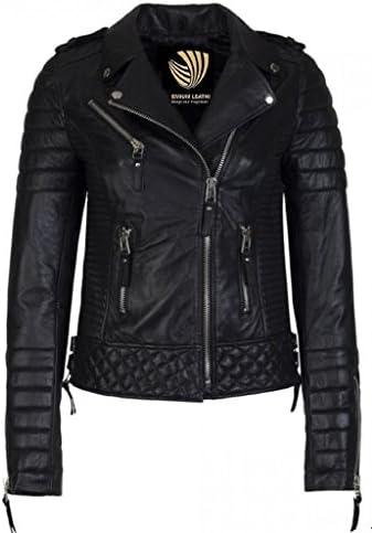 Exportica Leather Women's Lambskin Leather Motorcycle Biker jacket - 2X Large